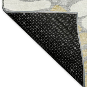 HomeRoots 9' X 12' Elegant Gray Gold Ivory Floral Area Rug - Durable, Washable, Versatile for Indoor & Outdoor Spaces 689917