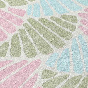 HomeRoots 8' Round Floral Area Rug in Sage, Pink & Aqua – Washable, Durable, Versatile for Indoor & Outdoor Use 689921