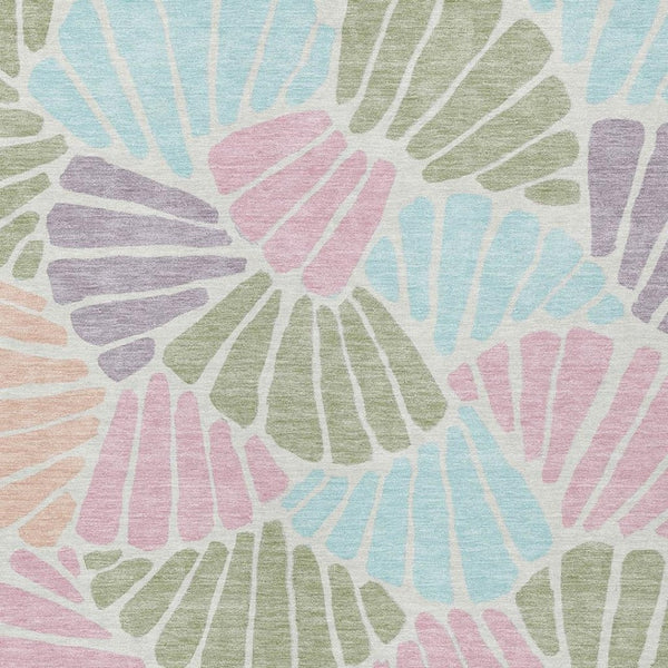 HomeRoots 8' X 10' Floral Washable Area Rug in Sage, Pink & Aqua – Ideal for Indoor & Outdoor Spaces! 689922