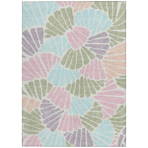 HomeRoots 9' X 12' Washable Sage Pink Aqua Floral Area Rug – Durable, Stylish, Perfect for Indoor & Outdoor Use! 689923