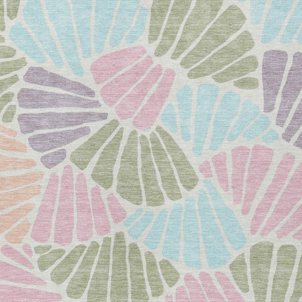 HomeRoots 10' Sage Pink Aqua Floral Washable Area Rug - Stylish Indoor/Outdoor Rug for High-Traffic Spaces 689924