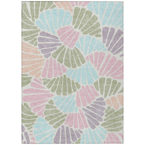 HomeRoots 10' Sage Pink Aqua Floral Washable Area Rug - Stylish Indoor/Outdoor Rug for High-Traffic Spaces 689924