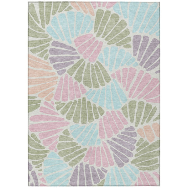 HomeRoots 10' Sage Pink Aqua Floral Washable Area Rug - Stylish Indoor/Outdoor Rug for High-Traffic Spaces 689924