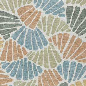 HomeRoots 5' X 8' Pale Aqua Copper & Gold Floral Rug - Stylish, Washable Design for Indoor & Outdoor Use 689926