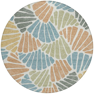 HomeRoots 8' Pale Aqua Floral Area Rug with Copper and Gold Accents - Durable, Washable Indoor/Outdoor Style 689927