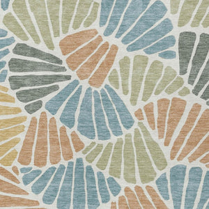 HomeRoots 8' X 10' Pale Aqua Floral Area Rug – Durable, Washable, Indoor/Outdoor Design for Elegant Spaces 689928