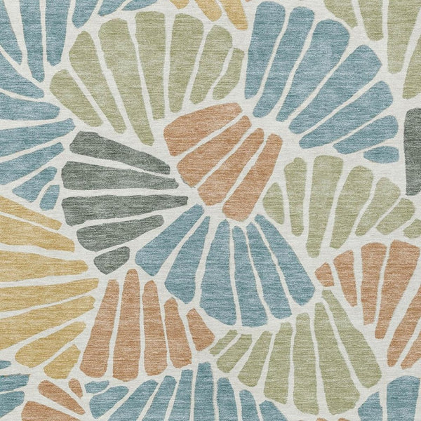 HomeRoots 9' x 12' Elegant Pale Aqua Floral Area Rug - Durable, Washable, Indoor/Outdoor Design for Any Space 689929