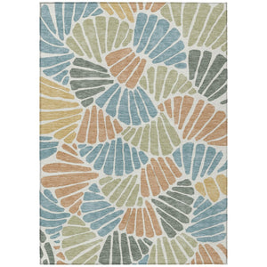 HomeRoots 10' Pale Aqua Floral Area Rug - Copper & Gold Washable Indoor/Outdoor Design for Versatile Spaces 689930