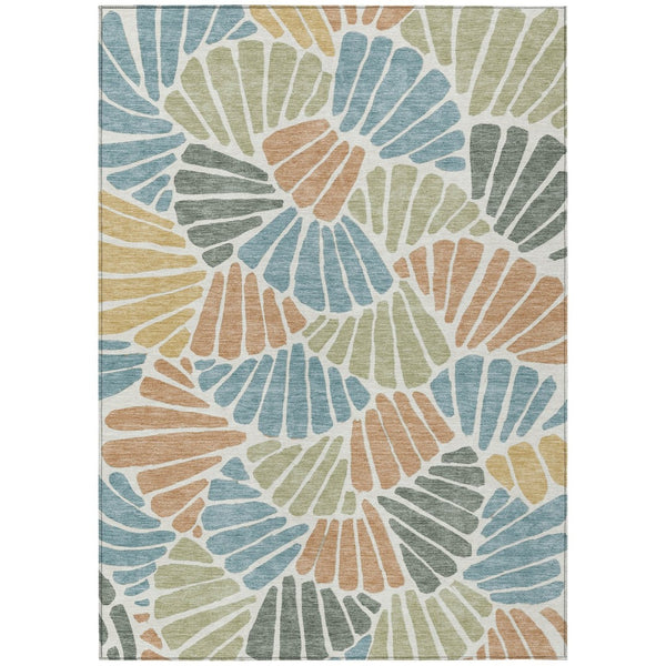 HomeRoots 10' Pale Aqua Floral Area Rug - Copper & Gold Washable Indoor/Outdoor Design for Versatile Spaces 689930