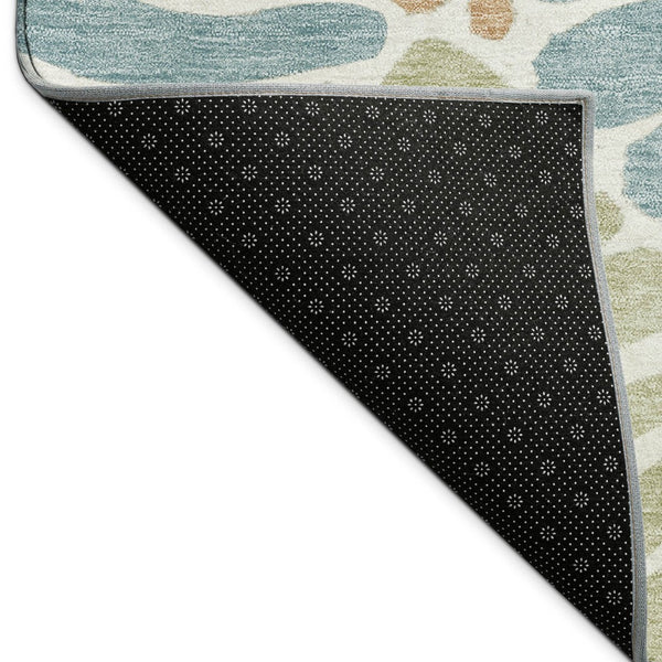 HomeRoots 10' Pale Aqua Floral Area Rug - Copper & Gold Washable Indoor/Outdoor Design for Versatile Spaces 689930