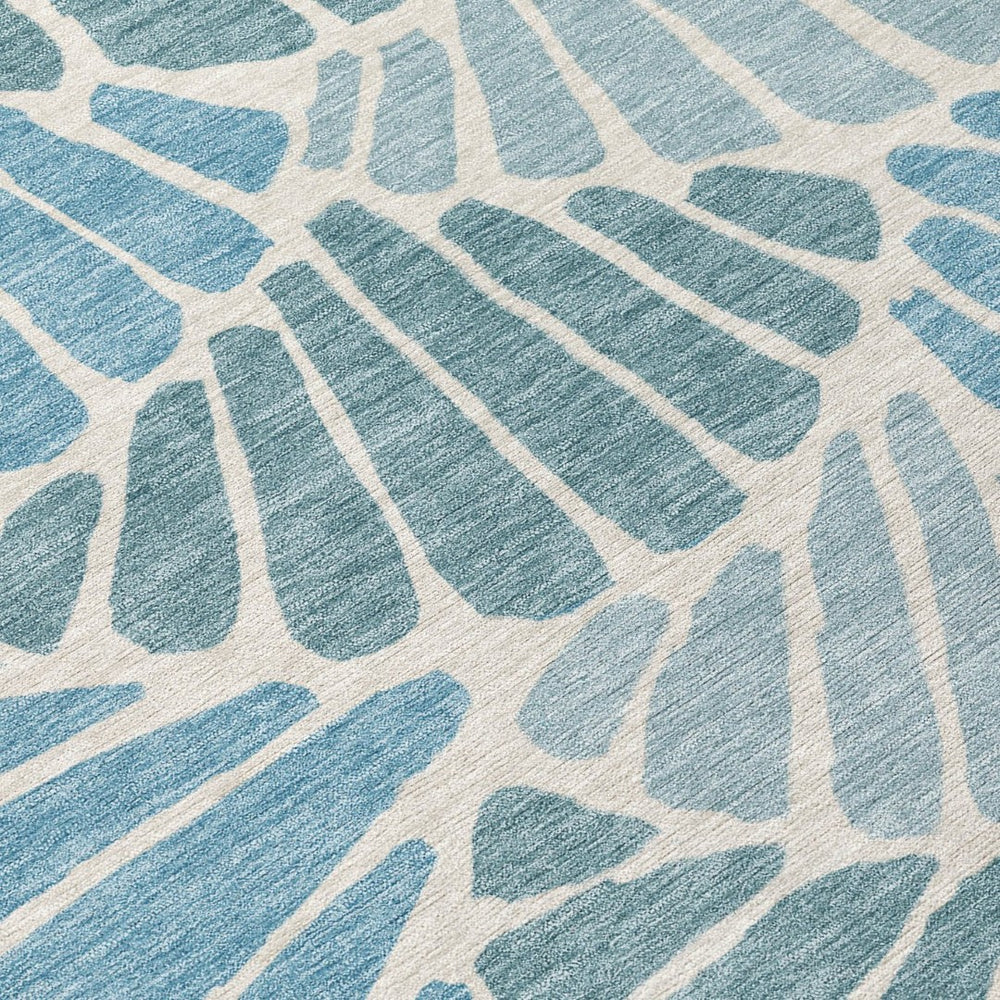 HomeRoots 8' X 10' Teal Blue Floral Area Rug - Washable, Durable Indoor/Outdoor Mat for Home & Patio Use 689934