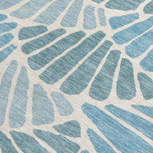 HomeRoots 10' X 14' Teal Blue, Ivory & Gray Floral Washable Area Rug - Perfect for Indoor/Outdoor Spaces! 689936