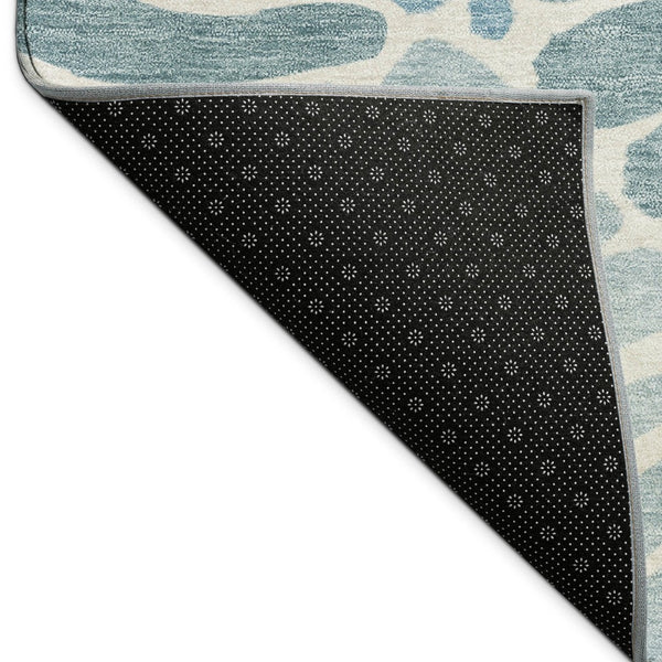 HomeRoots 10' X 14' Teal Blue, Ivory & Gray Floral Washable Area Rug - Perfect for Indoor/Outdoor Spaces! 689936