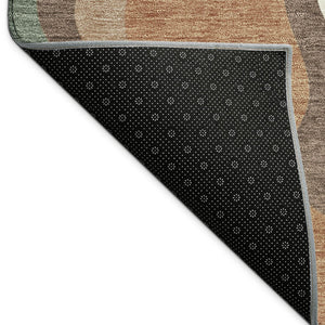 HomeRoots 5' Copper Ivory and Fern Green Abstract Area Rug - Durable, Washable Design for Indoor & Outdoor Use 689938