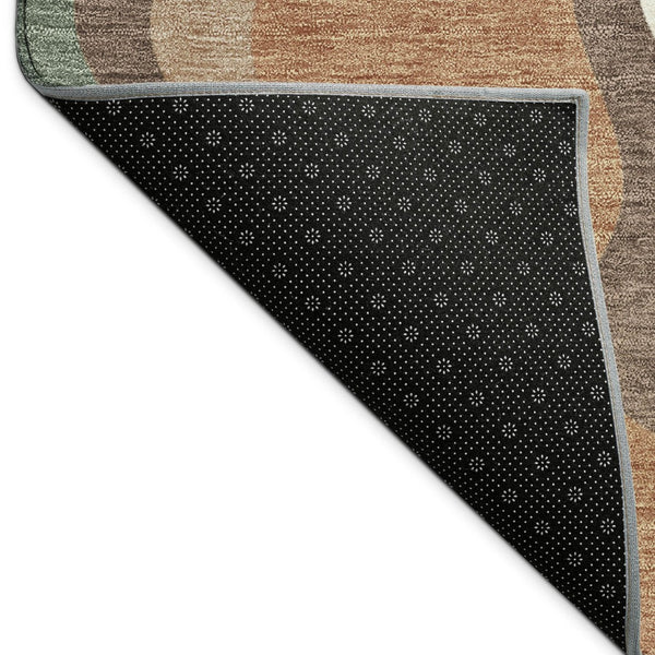 HomeRoots 5' Copper Ivory and Fern Green Abstract Area Rug - Durable, Washable Design for Indoor & Outdoor Use 689938