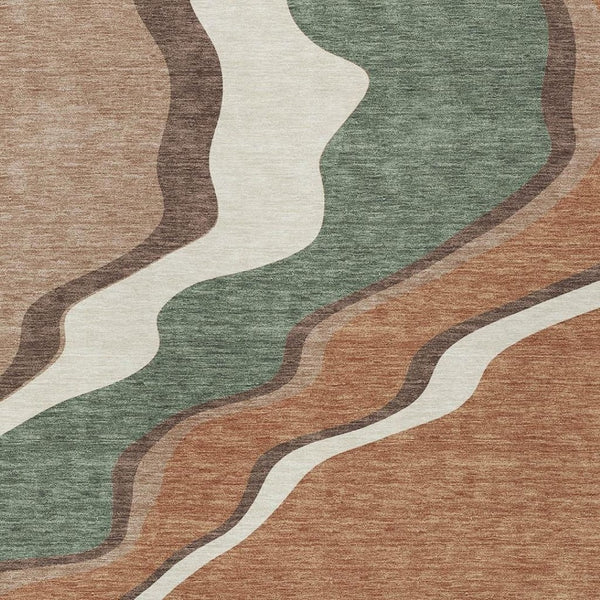 HomeRoots 8' X 10' Copper Ivory Fern Green Area Rug - Stylish, Washable, Durable for Indoor & Outdoor Spaces! 689940