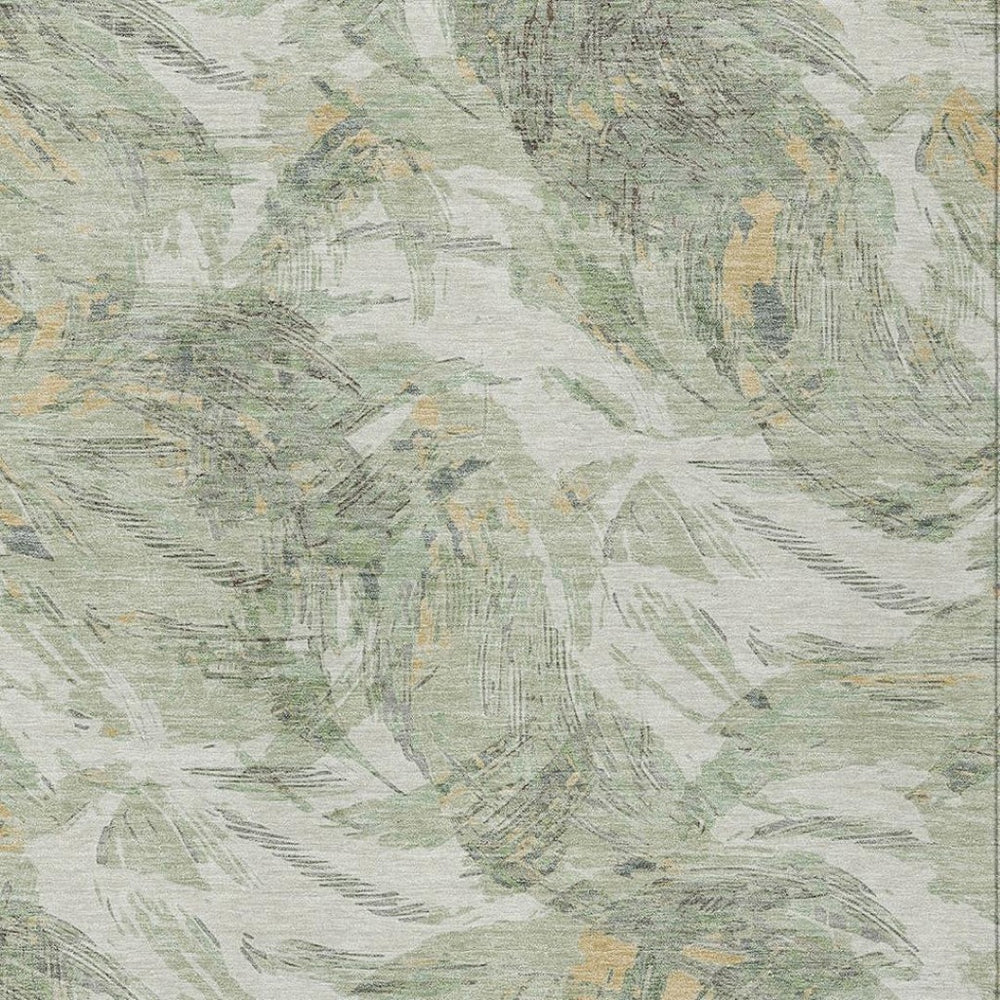 HomeRoots 8' X 10' Vibrant Lime Green & Ivory Floral Washable Area Rug for Indoor & Outdoor Spaces, Durable Design 689946