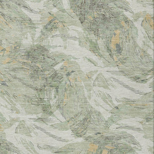 HomeRoots 8' X 10' Vibrant Lime Green & Ivory Floral Washable Area Rug for Indoor & Outdoor Spaces, Durable Design 689946