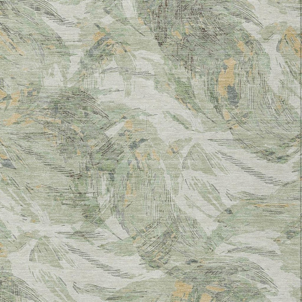 HomeRoots 8' X 10' Vibrant Lime Green & Ivory Floral Washable Area Rug for Indoor & Outdoor Spaces, Durable Design 689946