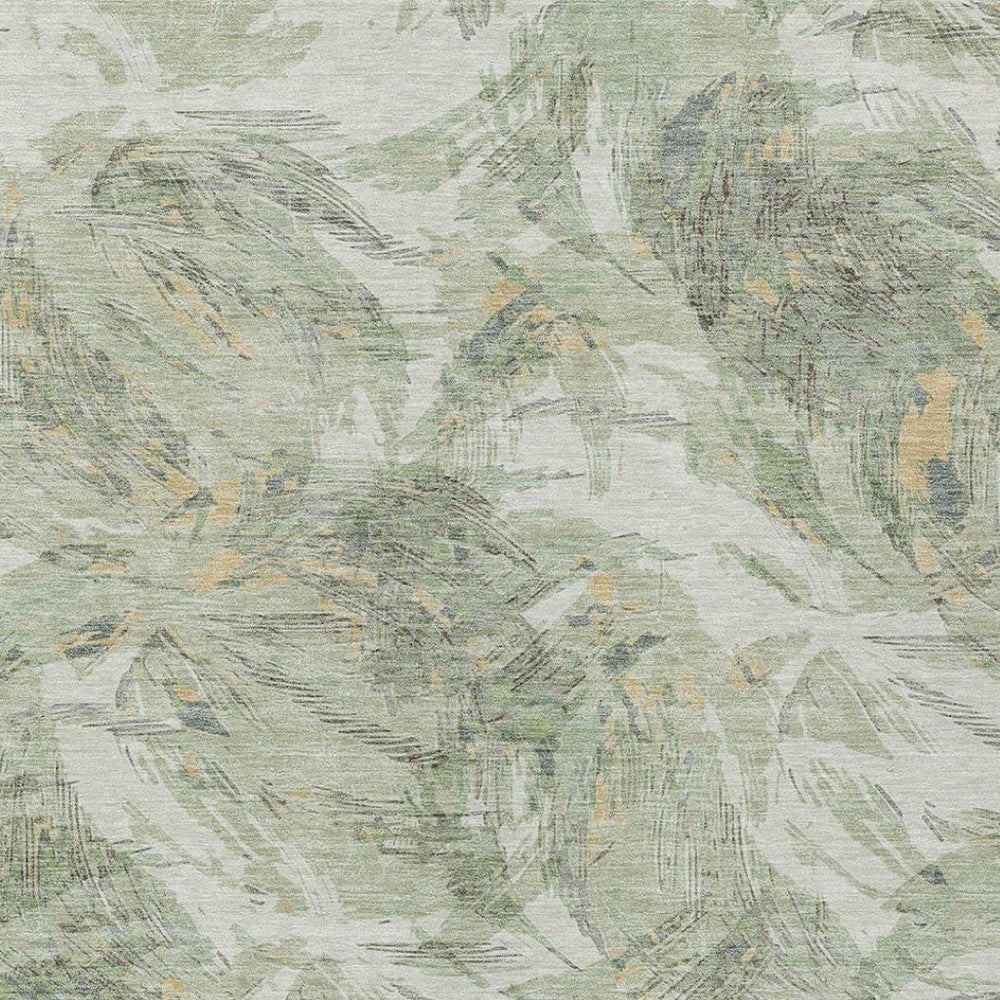 HomeRoots 9' Vibrant Lime Green and Ivory Floral Washable Area Rug - Perfect for Indoor and Outdoor Spaces! 689947