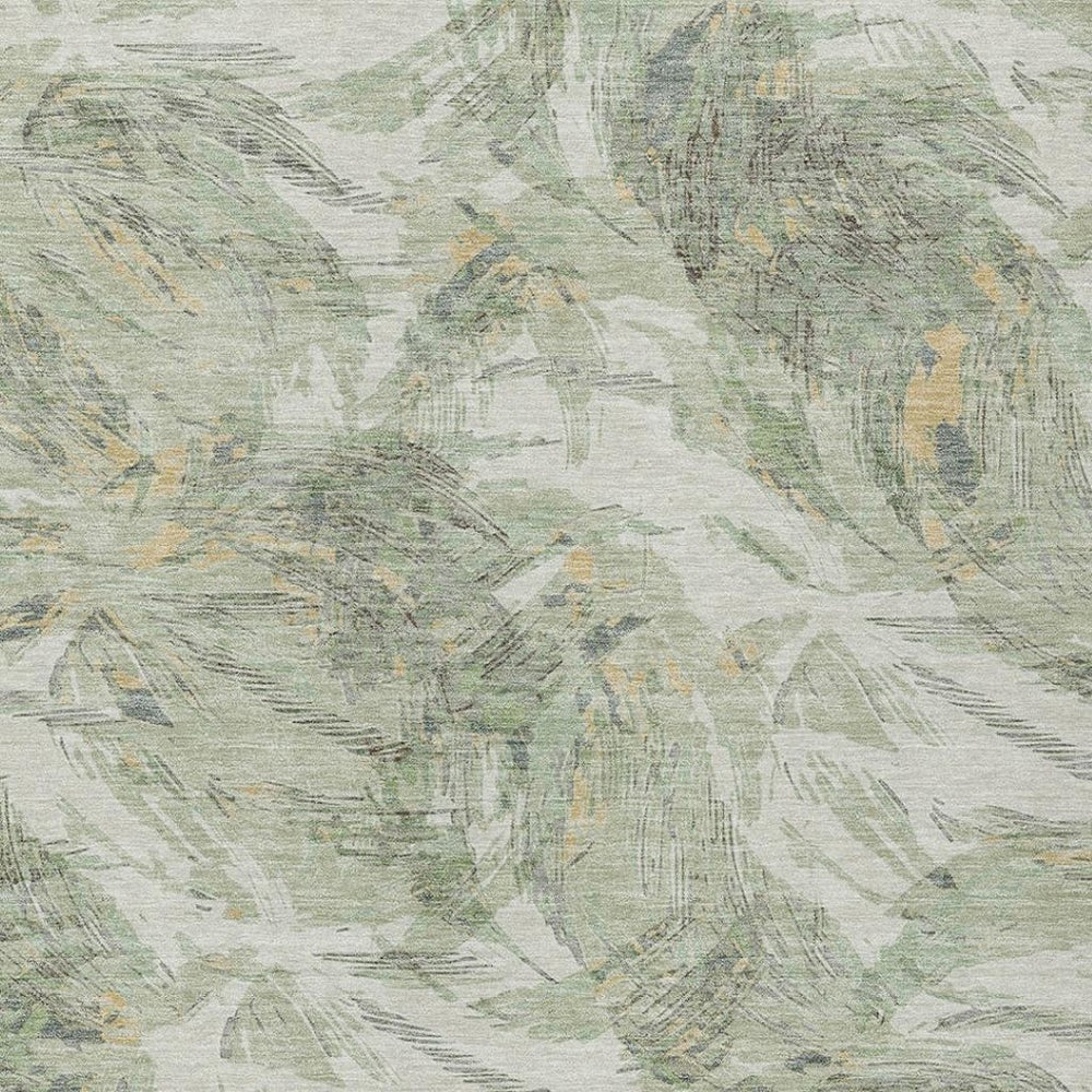 HomeRoots 10' Vibrant Lime Green & Ivory Floral Area Rug - Washable Indoor/Outdoor, Durable, Stain-Resistant Design! 689948