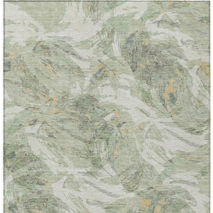 HomeRoots 10' Vibrant Lime Green & Ivory Floral Area Rug - Washable Indoor/Outdoor, Durable, Stain-Resistant Design! 689948