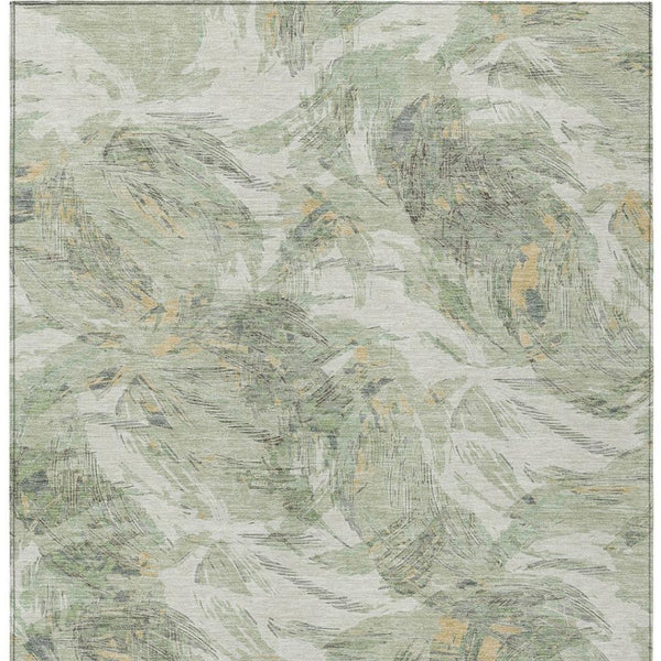 HomeRoots 10' Vibrant Lime Green & Ivory Floral Area Rug - Washable Indoor/Outdoor, Durable, Stain-Resistant Design! 689948