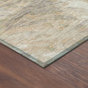 HomeRoots 8' Khaki and Ivory Round Floral Rug - Stylish, Washable Area Accent for Indoor & Outdoor Spaces 689951