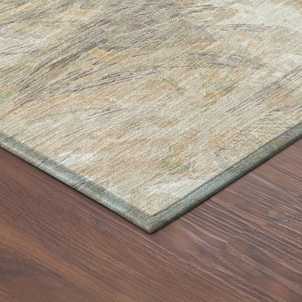 HomeRoots 8' Khaki and Ivory Round Floral Rug - Stylish, Washable Area Accent for Indoor & Outdoor Spaces 689951