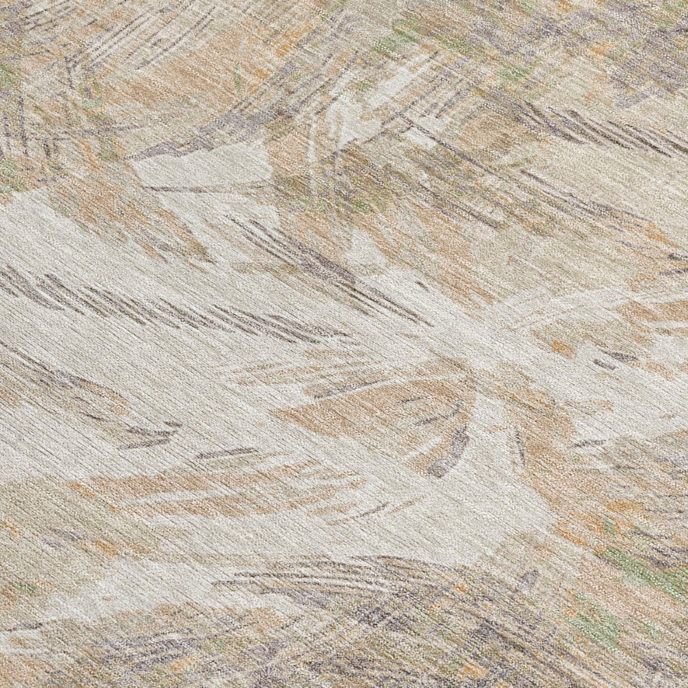 HomeRoots 10' Khaki and Ivory Floral Washable Area Rug - Durable, Versatile Indoor/Outdoor Design for All Spaces 689954