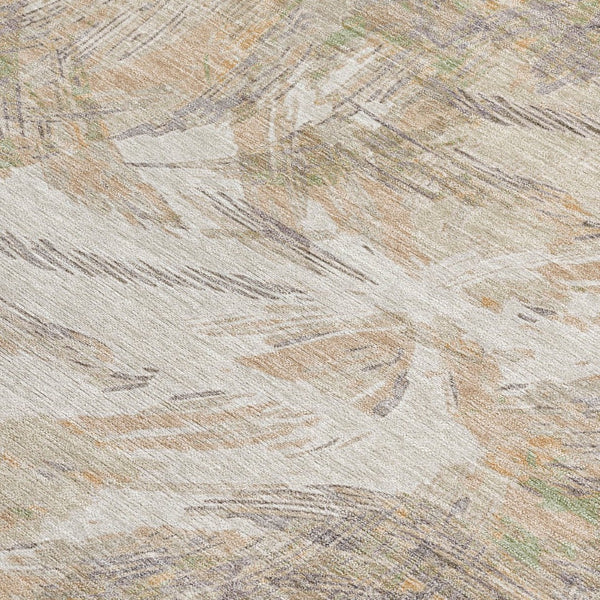 HomeRoots 10' Khaki and Ivory Floral Washable Area Rug - Durable, Versatile Indoor/Outdoor Design for All Spaces 689954