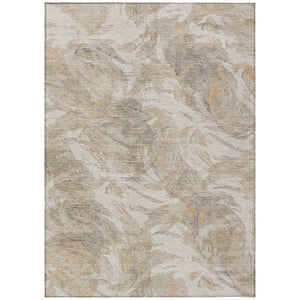 HomeRoots 10' Khaki and Ivory Floral Washable Area Rug - Durable, Versatile Indoor/Outdoor Design for All Spaces 689954