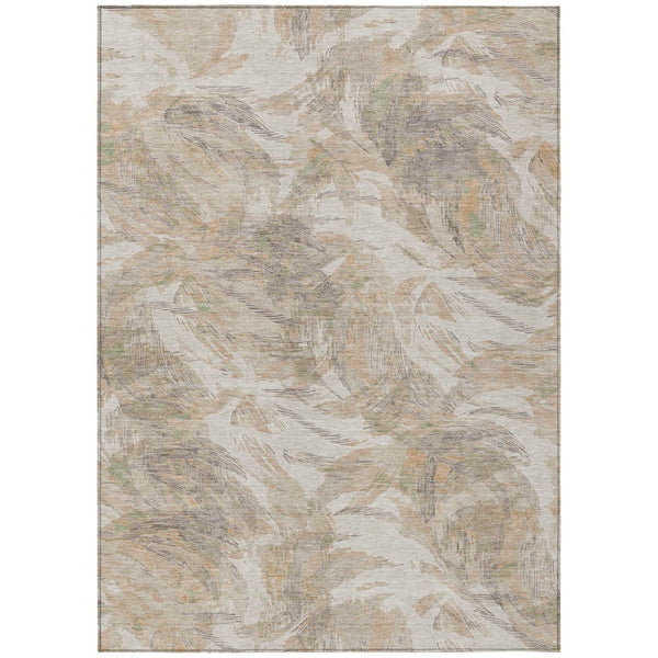 HomeRoots 10' Khaki and Ivory Floral Washable Area Rug - Durable, Versatile Indoor/Outdoor Design for All Spaces 689954