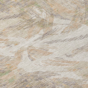 HomeRoots 10' Khaki and Ivory Floral Washable Area Rug - Durable, Versatile Indoor/Outdoor Design for All Spaces 689954