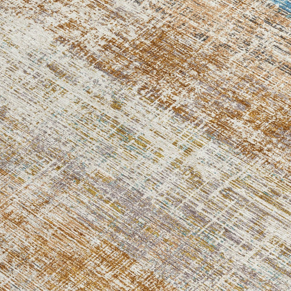 HomeRoots 8' Copper Beige and Blue Striped Indoor Outdoor Area Rug - Stylish, Durable, Washable, Versatile Decor! 689958