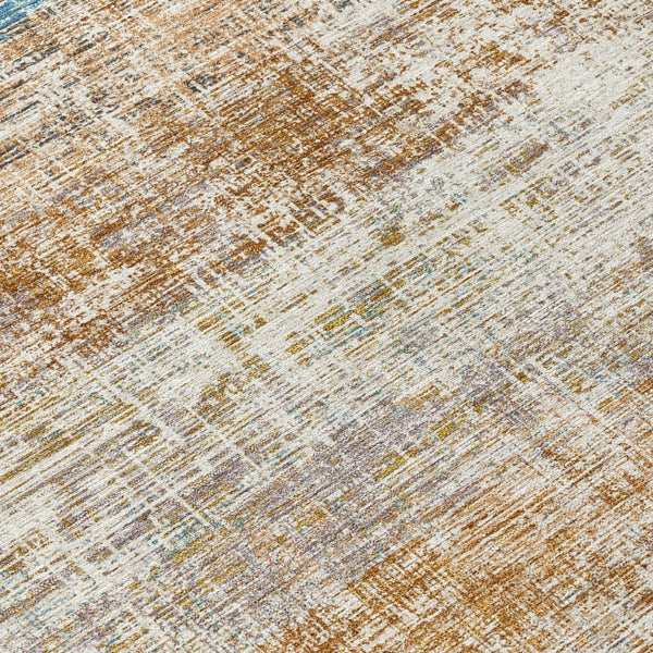 HomeRoots 8' Copper Beige and Blue Striped Indoor Outdoor Area Rug - Stylish, Durable, Washable, Versatile Decor! 689958