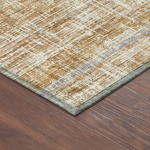 HomeRoots 10' Copper Beige and Blue Striped Washable Area Rug - Stylish, Durable, Indoor/Outdoor Versatility! 689960