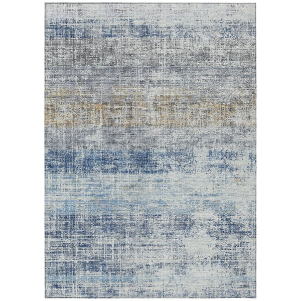 HomeRoots 8' X 10' Striped Denim Blue Indoor/Outdoor Area Rug - Durable, Washable, Stylish for Any Space! 689964