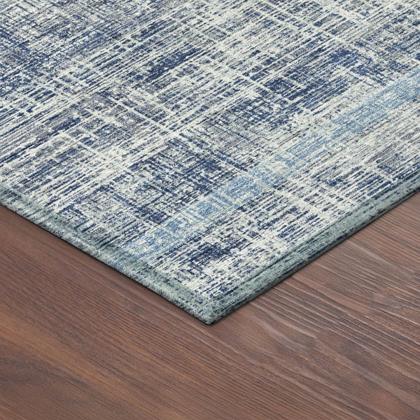 HomeRoots 9' Coastal-Inspired Denim Blue Striped Washable Area Rug for Indoor & Outdoor High-Traffic Areas 689965