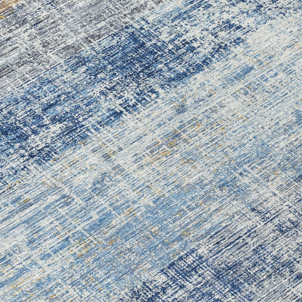 HomeRoots 9' Coastal-Inspired Denim Blue Striped Washable Area Rug for Indoor & Outdoor High-Traffic Areas 689965