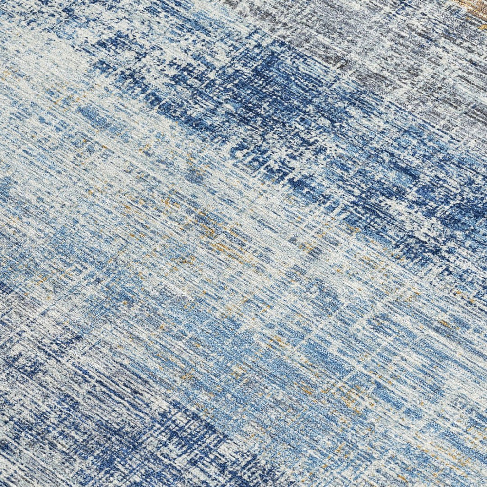 HomeRoots 10' X 14' Stylish Denim Blue, Ivory & Beige Striped Area Rug – Washable for Indoor & Outdoor Use! 689966