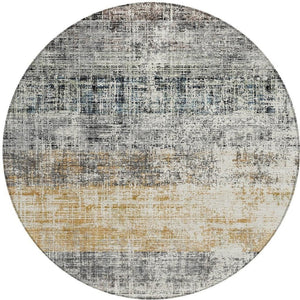 HomeRoots 8' Stylish Gray, Silver & Gold Striped Round Rug - Washable Indoor/Outdoor Area Rug for High-Traffic Spaces 689969