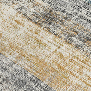 HomeRoots 9' Gray Silver and Gold Striped Washable Area Rug - Durable Indoor/Outdoor Design for Any Space 689971