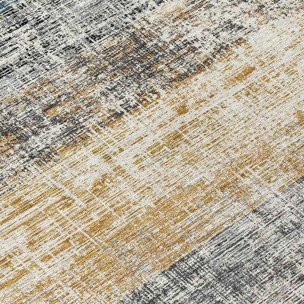 HomeRoots 10' Gray Silver and Gold Striped Washable Area Rug - Indoor/Outdoor Versatile Design for High-Traffic Areas 689972