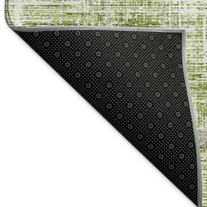 HomeRoots 9' X 12' Striped Washable Area Rug in Green, Ivory & Blue - Durable, Stylish & Perfect for Any Space! 689977