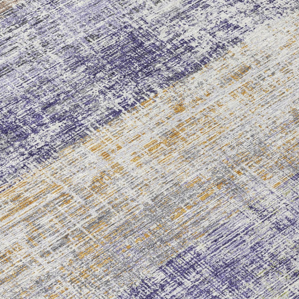 HomeRoots 5' Striped Washable Indoor Outdoor Area Rug in Lavender, Ivory & Gray – Perfect for High-Traffic Spaces! 689980