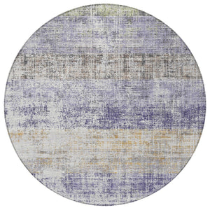 HomeRoots 8' Stylish Lavender, Ivory & Gray Round Washable Area Rug - Durable for Indoor & Outdoor Spaces 689981