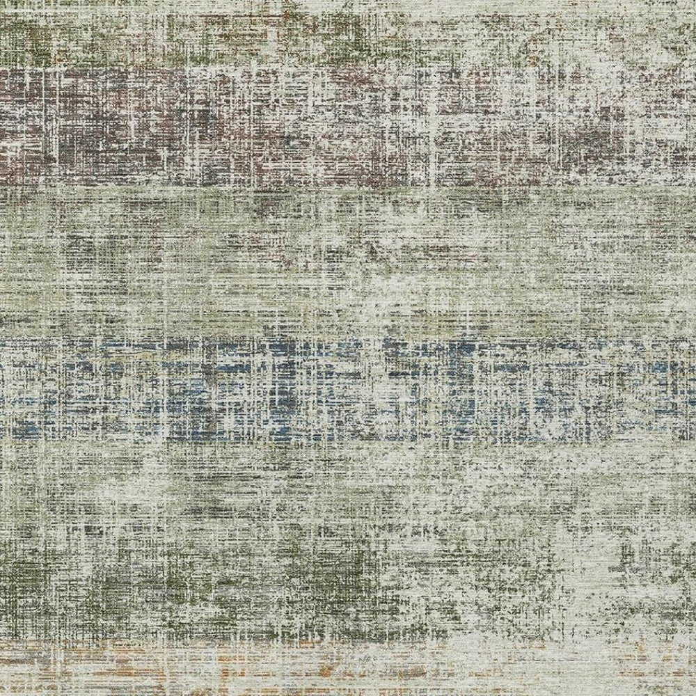 HomeRoots 5' X 8' Olive Green Beige Brown Striped Washable Rug - Durable Indoor/Outdoor Style for High Traffic Areas 689986