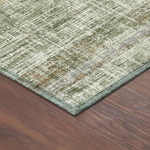 HomeRoots 8' Striped Olive Green, Beige & Brown Round Washable Area Rug for Indoor & Outdoor Spaces 689987