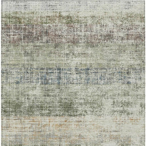 HomeRoots 8' X 10' Stylish Olive Green Striped Washable Area Rug – Durable, Versatile, for Indoor & Outdoor Use! 689988